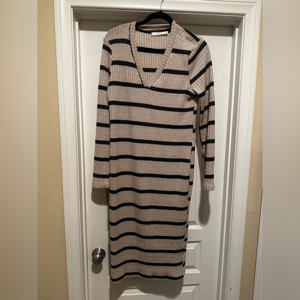 Striped Knit Sweater Dress